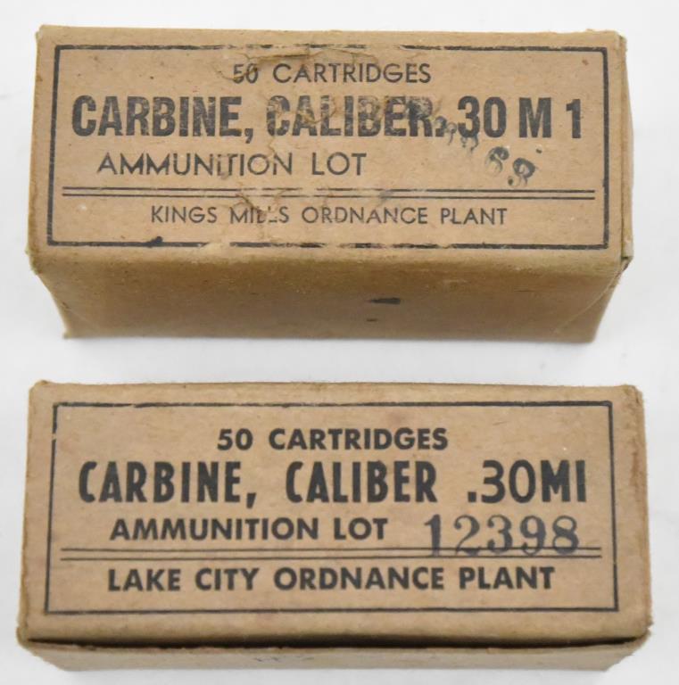 Carbine, caliber .30 M1 ammunition (2) boxes, (1) | Proxibid