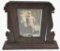 WWI U.S. Army Doughboy photo in Oak Tramp Art frame, freestanding approx. 8