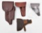 (4) unmarked small arms holsters, leather all in very good or unissued conditions