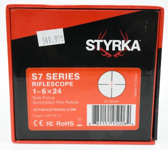 Styrka S7 Series 1-6x24 rifle scope, side focus, illuminated Plex Reticle ST-95006,