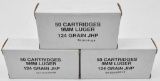 9mm Luger ammunition (3) boxes Federal Cartridge Co. 124 grain JHP, 50 rounds per box