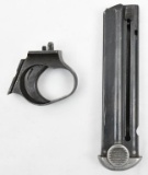 Japanese Nambu Type 14 pistol magazine and large Loop trigger assembly, WWII Era, having aluminum ba
