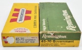 .45-70 Government ammunition (2) boxes assorted (36) rounds total, (20) are improperly sealed with s