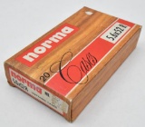 5.6x52R (.22 Hi-Power) primed brass cases (1) box Norma (20) rounds, UPS SHIP ONLY