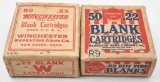 .22 call blank cartridges (2) boxes, (1) Winchester containing (35) rounds, (1) Remington UMC contai