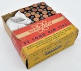 .32 Long Rim Fire ammunition (1) box Winchester 89 grain, (29) total rounds, box shows wear, UPS SHI