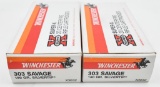 .303 Savage factory ammunition (2) boxes Winchester Super-X 190 grain Silvertip (20) rounds per box,
