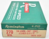 .270 Win. ammunition (1) box Remington 150 grain CORE-LOKT SP (20) round box, UPS SHIP ONLY