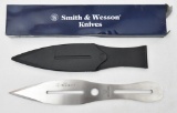 Smith & Wesson Model SW12 large throwing knife in original box with polymer scabbard having belt han