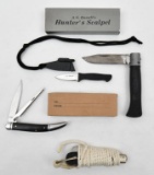 lot of 4 knives to include A.G. Russell's Hunter's Scalpel, Sarge with 3