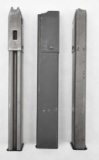 lot of (3) unmarked 9mm submachine gun steel stick magazines, selling 3 times the money