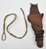 Excellent original WWI US marked Model 1912 Cavalry leather swivel holster marked on the back in fou