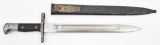 Swiss M1918 Waffenfabrik Neuhausen bayonet with metal scabbard and crossguard No. 306213, showing as