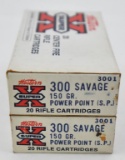 .300 Savage ammunition (2) boxes Western Super X 150 grain Power Point S.P. (20) rounds per box, sel