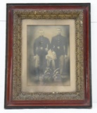 Pre WWI Austrian soldiers photo in ornate frame measuring approximately 18