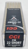 .22 short CB ammunition (1) box CCO 29 grain lead round nose 710 fps sub-sonic low noise (100) round