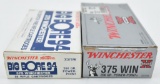 .375 Win. ammunition (2) boxes, (1) box Winchester Super X and (1) box Winchester Western Big Bore 9