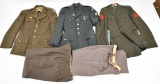 lot of WWII & post war clothing to include, officer's dress trousers with belt, officer's field grad