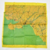WWII 1941 German Luftwaffe double sided map of South Wales.  Rubberized cloth 25