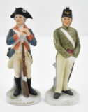 lot of (2) porcelain figural statues, (1) 1779 Continental Army Soldier and (1) 1851 Cadet