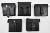 lot of (5) assorted style black leather M1 carbine double mag. pouches with (1) having two M1 carbin