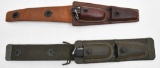 lot of (2) U.S. Army Signal Corp tool pouches, (1) is leather with a Colonial knife & (1) is heavy w