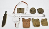 lot to include Post War German White leather parade belt and holster with buckle marked 