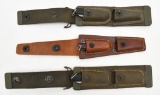 lot of (3) U.S. Army Signal Corp tool pouches, (1) is leather with an Imperial knife & (2) is heavy 