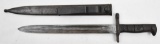 U.S. MM1892 Krag rifle bayonet date marked 1902 with steel scabbard having a slightly loose hanger. 