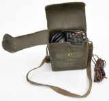 U.S. Army communications hand set in canvas bag