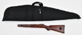 Beretta Model 38 submachine gun wood stock and a padded zipper rifle case
