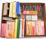 assorted lot of ammunition & brass to include, (7) rounds 7.7 Jap and (28) fired brass, full box (25
