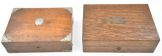 two oak presentation chests, each will