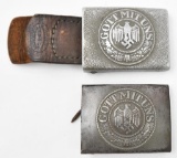 Two WW2 German belt buckles, one aluminum GOTT