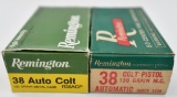 .38 Auto Colt (Colt Pistol) ammunition (2) boxes,