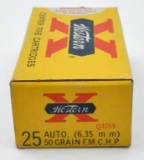 .25 Auto (6.35mm) ammunition (1) box Western 50 gr
