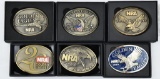 Lot of (6) NRA Golden Eagle commemorative belt buckles.