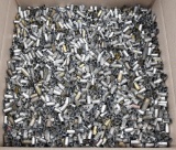 53.72 lbs approximate weight of mostly 9mm luger fired brass cases, weight includes box.