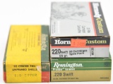.220 swift ammunition - (25) rds total assorted manufacturers, factory & reload