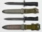(2) Bayonets - one U.S. M5A1 Milpar Col. and one unmarked. Both in scabbards. Selling by the piece,