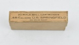 Early U.S. Cartridge Co. two piece box .45 Calibre U.S. Springfield (.45-70) 20 rd box ammunition.