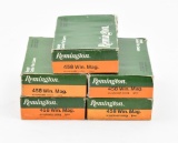 (5) boxes Remington .458 win. mag brass cases, three boxes unprimed and