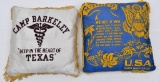 Lot of (2) WWII era pillow shams Army Medical Corp from Camp Barkeley Texas &