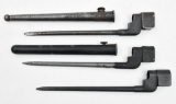 (3) British Enfield No. 4 MKII rifle bayonets two have scabbards. Selling as lot.