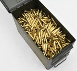 13.93 lbs fired brass 5.56 Nato case in steel ammo can, weight is just the brass cases