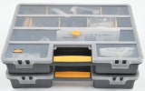 (2) Part bin trays - one is full of AR-15 front sight & picatiny rail gas blocks, buffer & springs,