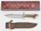 Muela boxed Stag Sarrio fixed blade knife.