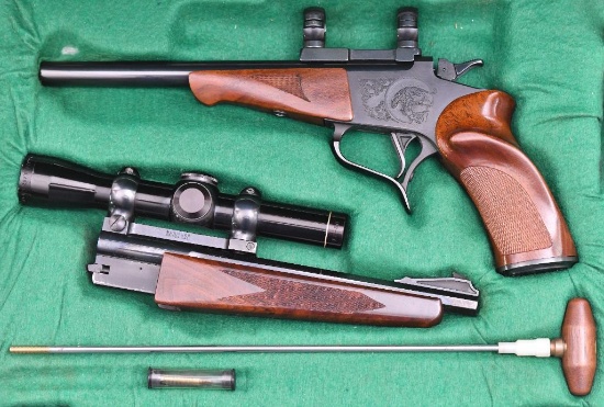 Cased Thompson Center Arms Contender 2 barrel set pistol,