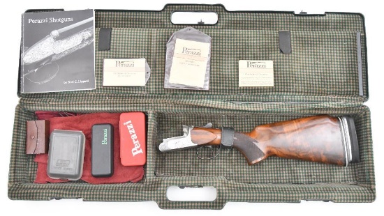 Cased Perazzi MX8 SCO engraved competition two barrel set shotgun,