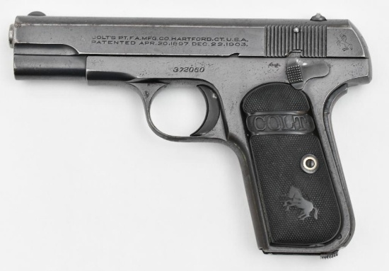Colt Model 1903 Pocket Hammerless semi-auto pistol.